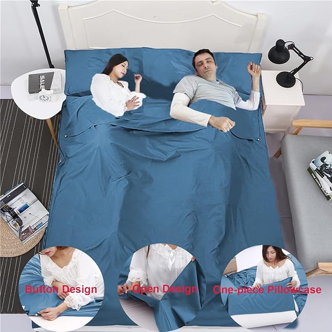 Sleeping Bag Liner Portable Travel Camping Sheets Lightweight and Compact Sleeping Sack Sheets for Adults Comfortable Liners for Traveling Hotel Camping Picnic Hostels Backpacking