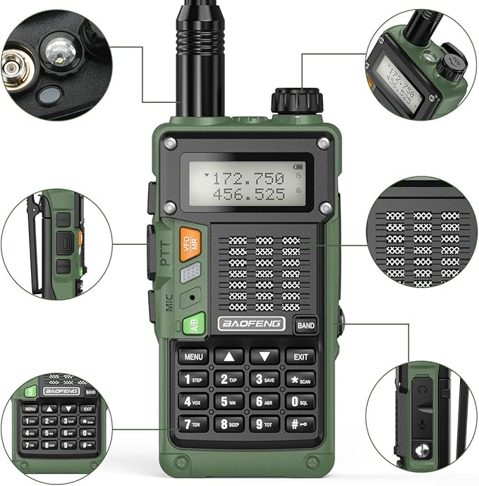 Baofeng Radio Ham Radio Handheld UV-S9 Pro 8W High Power Portable Long Range Two Way Radio with Battery and USB Charger Cable Upgrade of UV-5R Walkie Talkies (Green)