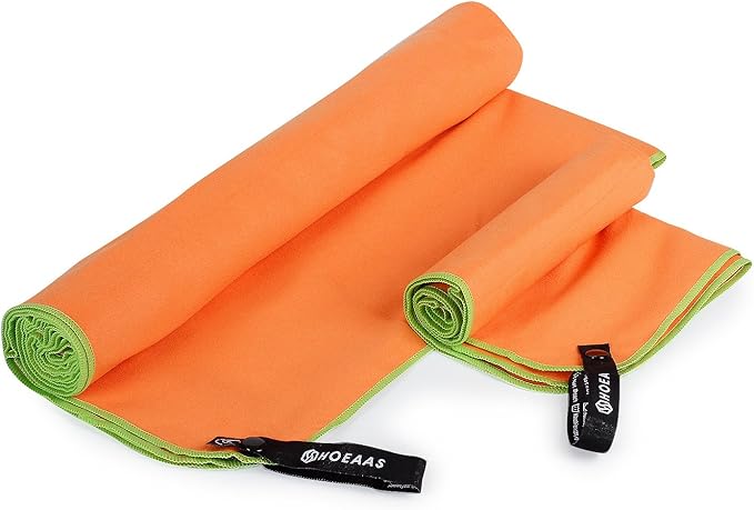 HOEAAS 2 Pack Microfiber Camping Towels, Quick Dry Towel, Super Absorbent Ultra Compact Travel Towel Soft Lightweight Sports Towel for Sweat Fast Drying Towels for Pool,Gym,Hiking,Backpacking,Fitness