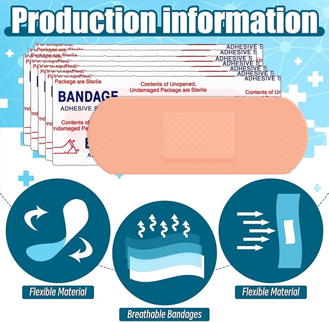 Timgle 3000 Pcs 1" x 3" Adhesive Bandages Bulk Breathable Waterproof Bandages for Sensitive Skin First Aid Kits