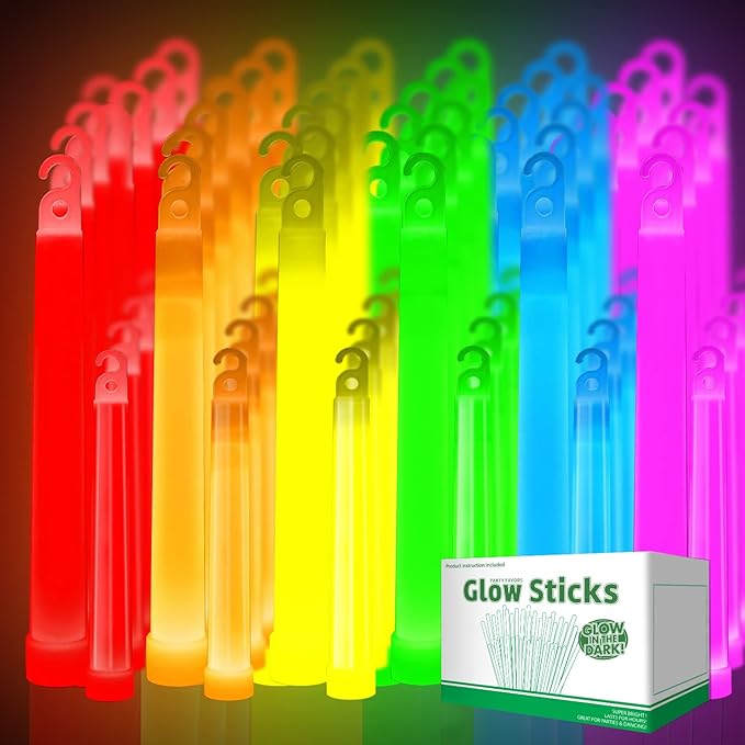 24+24 Ultra Bright Large Glow Sticks & Octagonal Glow Sticks, Multi Use Colourful Glowsticks for Parties, Camping, Emergency Glow Sticks For Blackout, Long-lasting Lighting Waterproof and