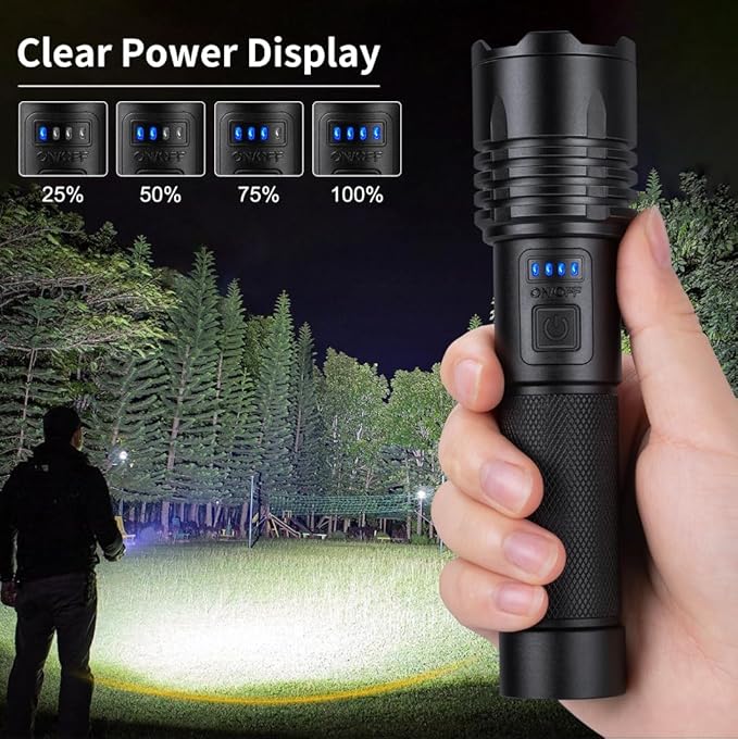 Rechargeable Flashlights High Lumen, 990000 Super Bright LED Flashlight, 12 Hour Runtime Flash Light with 3 Modes, IPX6 Waterproof for Home, Outdoor, Camping