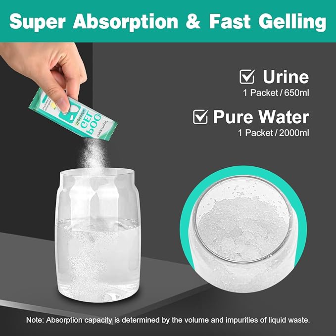 Portable Poo Poo Gel, 70 Packets Camp Toilet Portable Gel, Portable Toilet Camp Gel with Lemon Scent, Camp Toilets with Gel, Eco Gel for Portable Toilet for Outdoor Hiking and Camping