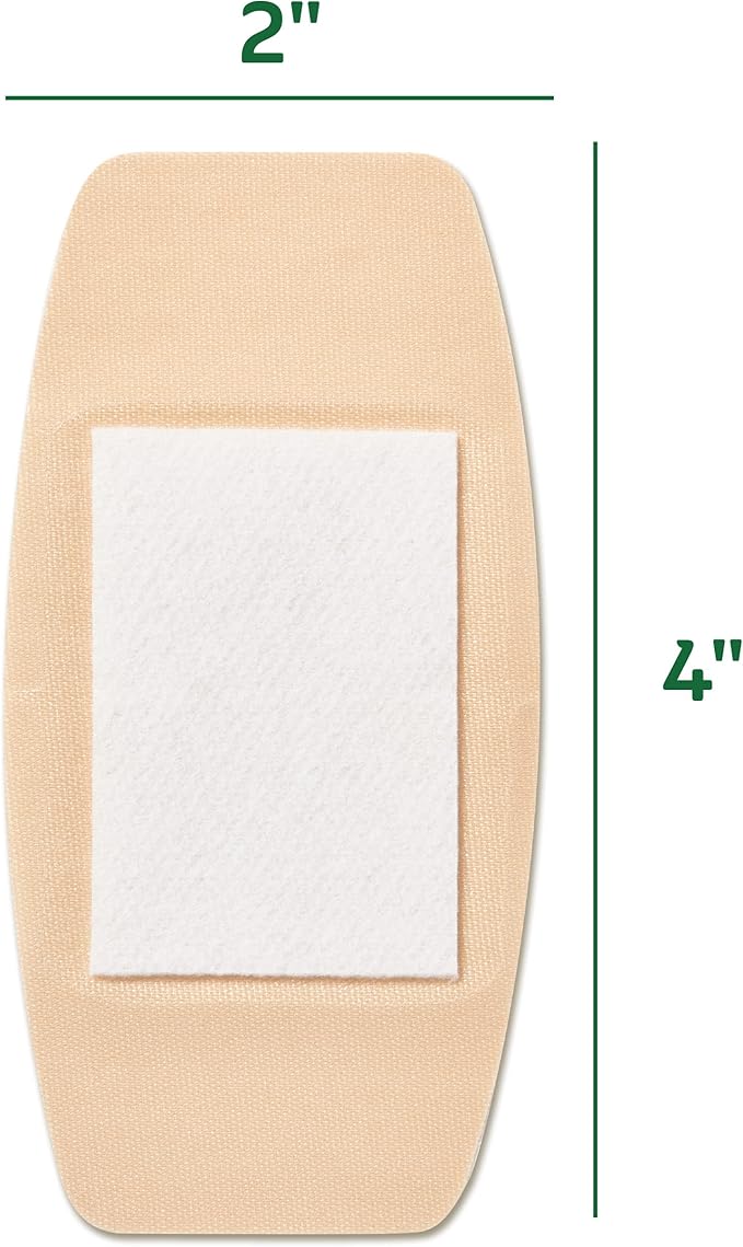 CURAD Naturals Aloe Vera & Vitamin E Bandages 2" x 4", Individually Wrapped Sterile Bandage, First Aid Kit Essential, Protects Scrapes and Cuts, Absorbent and Self-Adhesive, 8-Count-4 Boxes