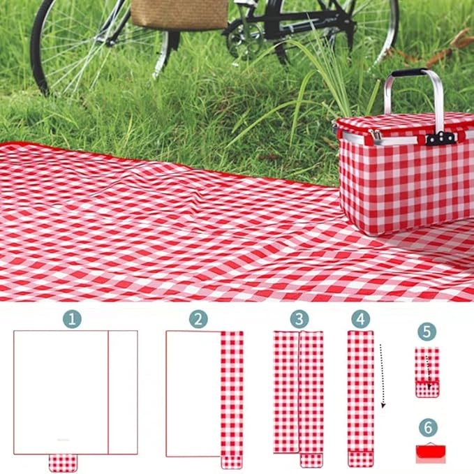 K Y KANGYUN Outdoor Picnic Blanket, Extra Large Beach Blanket, Foldable Lightweight Waterproof Sand Mat, Picnic Blanket 80" x 60" for Beach Camping Hiking Park Patio (Red, 80x60 inch)