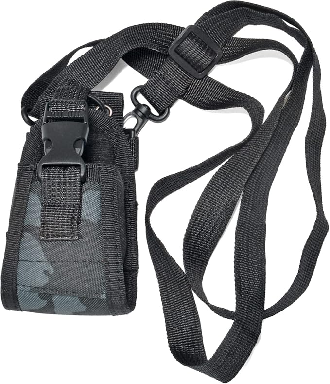 HYS Radio Holster with Strap, Walkie Talkie Pouch Nylon Case Holder, Shoulder Strap fits for GPS Radio, Motorola GP88S baofeng UV82 Midland Icom Two Way Radio
