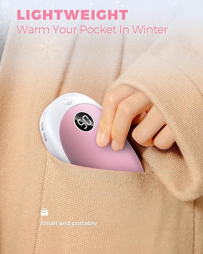 GHKJOK Hand Warmers Rechargeable, 5000mAh Electric Hand Warmer Power Bank 5 Levels Double-Sided Fast Heating, Heat Therapy Great for Raynauds, Hunting, Golf, Camping, Gift