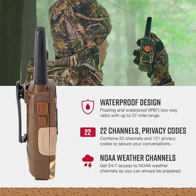 Cobra ACXT1035R FLT CAMO Walkie Talkies 37-Mile Two-Way Radios with Rewind-Say-Again (Pair)