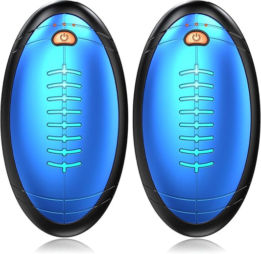 2-Pack Hand Warmers Rechargeable, Rugby-Shaped Portable Electric Hand Warmers Reusable, Dual-Side Heating, Hand Warmers Pocket Heater for Hunting/Golf/Skiing/Camping, for Men Women Kids