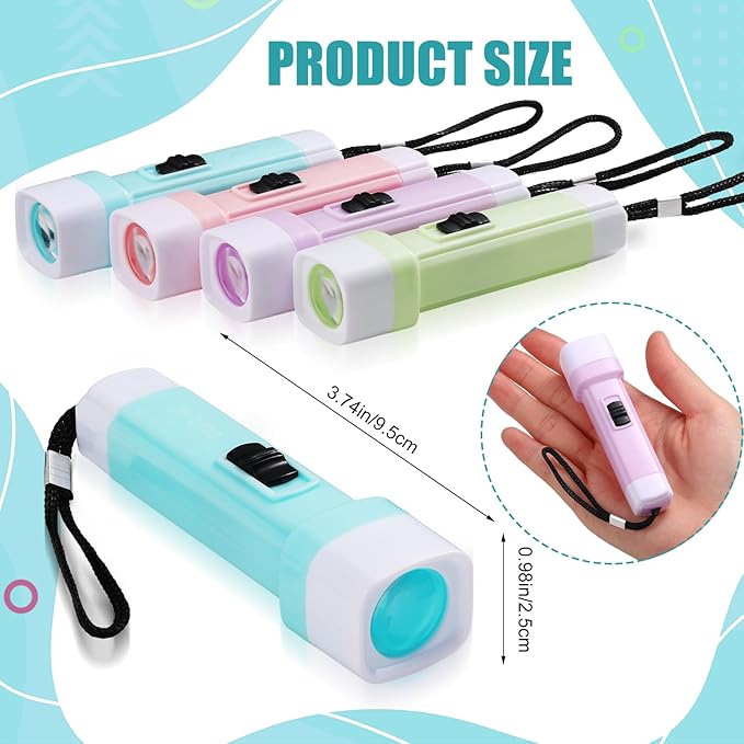 24 Pcs Mini Flashlight Bulk Small Multicolor LED Flashlights with Lanyard Portable Flashlights Lightweight Handheld Flashlight for Night Party Favors Gift Camping Hiking Home(Macaron Style)