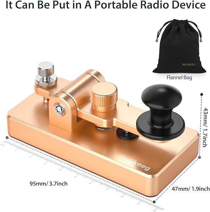 Classical Morse Mini Code Key Morse Code Paddle Key Aluminum Alloy Mini-Key Morse CW Portable Key Morse Practice Key Gold