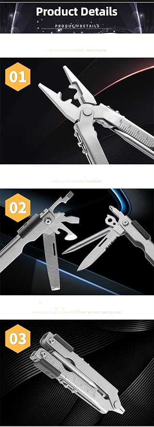 13 in 1 Portable Multifunction Tool Pliers Screwdrivers ire Stripper Folding Plier Pocket Cutter EDC Combination Tools for Outdoor Camping Fishing (Silver)