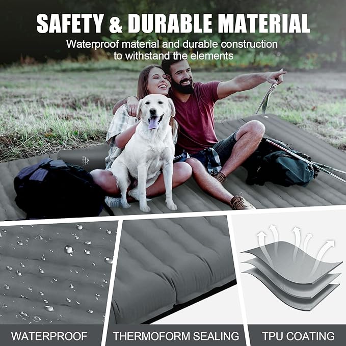 Camping Sleeping Pad, Extra Thickness 4.7 Inch Inflatable Sleeping Mat Lightweight Waterproof Camping with Built-in Pump Air Mattress for Backpacking, Hiking, Tent, Traveling