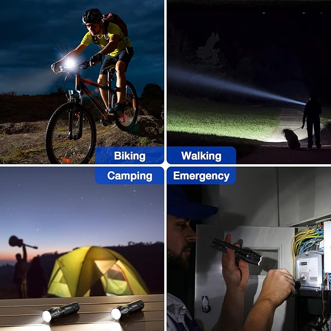 RECHOO Tactical Flashlights 2 Pack, Bright Zoomable LED Flashlights High Lumens with 5 Modes, Portable Small Flash Light for Camping Essential, Camping Flashlight