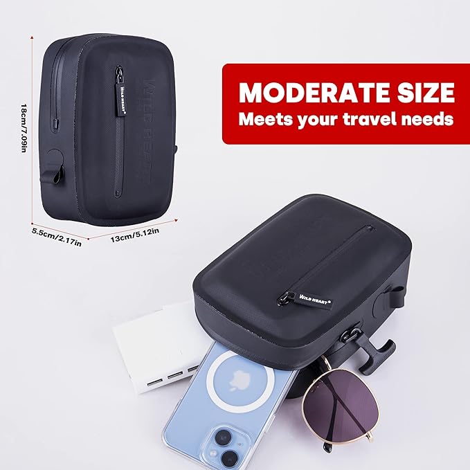 WILD HEART Airtight and Waterproof Small Bag for Medicines/Phone/purse bag- Hang on Waist (Black)