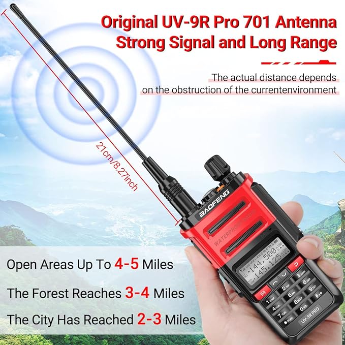 BAOFENG UV-9R PRO Dual Band Two-Way Radio Ham Radio Dustproof Waterproof IP67 Transceiver Walkie Talkie 8W Upgraded Version of UV-9R Plus with Type-C Charger Cable