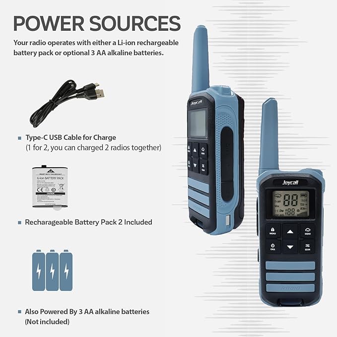 Long Range Walkie Talkies for Adult with NOAA Weather Alert Portable Walkie Talkies Rechargeable 22 Modifiable FRS Two Way Radios with Charger Cable &1400mAh Li-ion Battery (Blue)