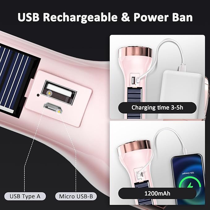 LED Flashlights, Bright Flashlights for Emergencies, Camping, Hiking, Walking, 3 Modes Flash Light with COB Work Light, Capable to Recharge Mobile Devices,fl-LL-5898-p-n-0