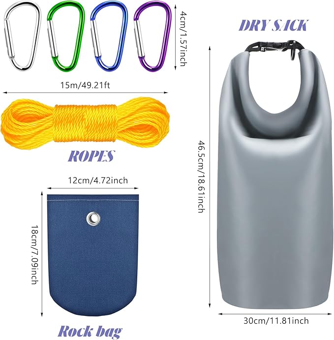 2 Sets Bear Food Bag Hanging System Ultralight Food Bag Hanging System Include 10 L Waterproof Bear Bag for Food Backing, Pulley System, Nylon Ropes and Clips for Camping Backpacking