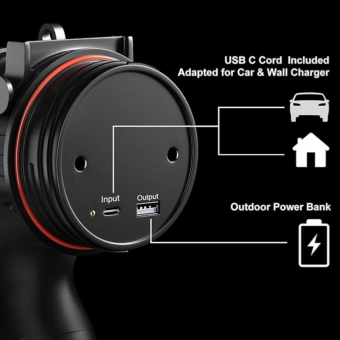 BUYSIGHT Rechargeable Spotlight Flashlight, Hand held Spotlight 200,000 lumens Waterproof Flashlight Hunting Lamp with red Filter(Black)
