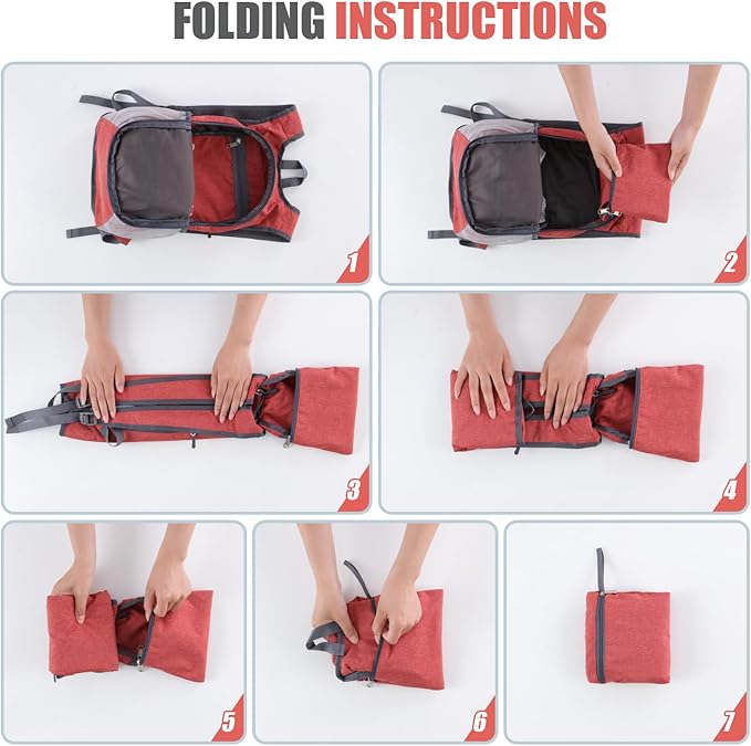 15L Hiking Backpack Small Travel Backpack Lightweight Packable Backpacks Casual Daypack for Women and Men, Red