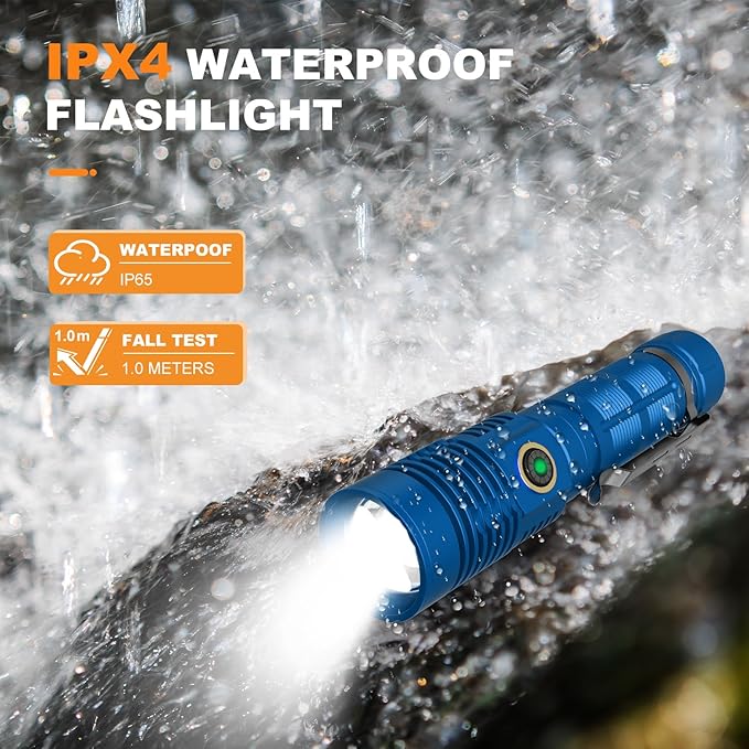 Small Tactical Flashlights 20000 High Lumens - 1500 Meters Long Beam Super Bright LED Magnetic Flashlight USB Rechargeable Zoomable 5Modes Long Beam Spotlight Flashlight for Hiking, Camping-Blue