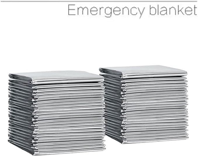 First Aid Mylar Rescue Blanket,Emergency Blankets for Survival Gear and Equipment,Designed for Outdoor, Body Warmer Blanket,Space, Camping Gear, Hiking Travel(Silver, 12 Pack)