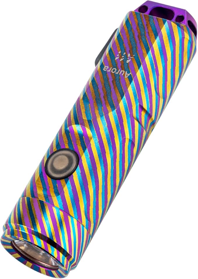 RovyVon A11 Titanium Flashlight High Lumen Rechargeable EDC Keychain Flashlights 650 Lumen 5 Modes Super Bright Water Resistant for Camping, Hiking(Rainbow after the Rain)
