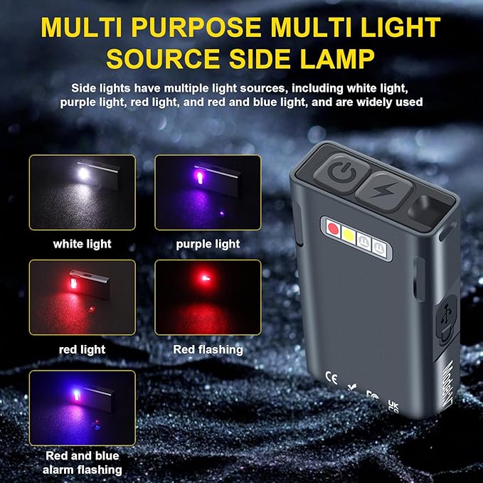 AVNICUD LED Mini Flashlights, 1100 Lumens Small Flashlight with 4 Side LED & Keychain, 5 Modes Rechargable Handheld Pocket Torch with High Lumens for Camping, Outdoor-(Gray)