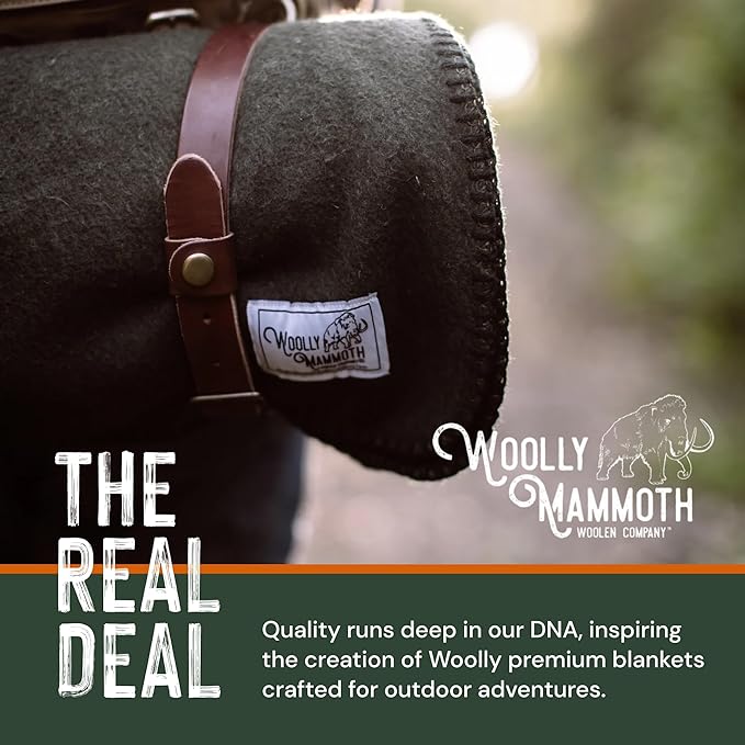 Woolly Mammoth Merino Wool Blanket - Large 66" x 90", 4LBS Camp Blanket | Throw for The Cabin, Cold Weather, Emergency, Dog Camping Gear, Hiking, Survival, Army, Outside, Outdoors – Hunter Green