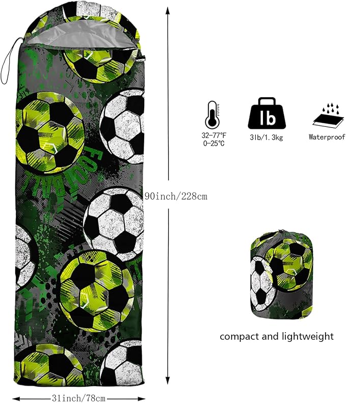 AILONEN Cartoon Fox Camping Sleeping Bag for Boys Girls Adults,Lightweight & Waterproof,3 Season Warm & Cold Weather,Portable,Kawaii Fox Printed Sleeping Bag,Traveling,Camping,Hiking