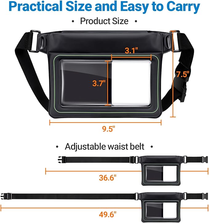 F-color Waterproof Fanny Pack Floating - Waist Pouch with 35oz Buoyancy - Cruise Essentials Must Haves Waterproof Bag Keeps Phone Valuables Safe for Swimming Beach Kayaking Boating