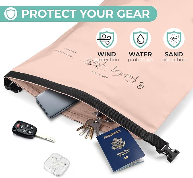 Savvy Outdoors Waterproof Dry Bag - Dry Bags for Food & Gear, Stuff Sacks for Backpacking and Camping Equipment, Waterproof Bag for Beach, Boating, Kayaking, Available in 5L, 10L, 20L, or 30L, Blush