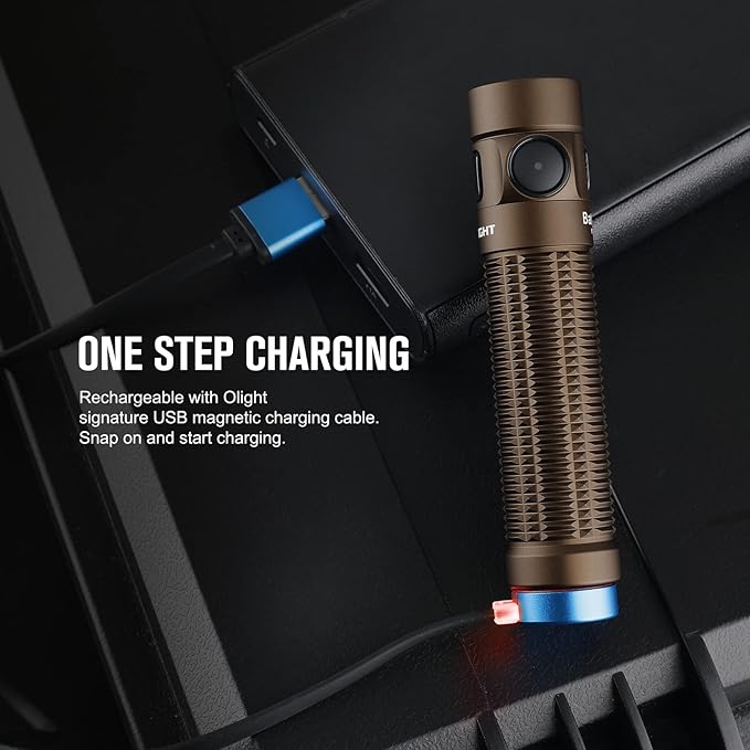 OLIGHT Baton3 Pro 1500 Lumens EDC Rechargeable Flashlights with MCC3, Compact Pocket Flashlight with L-Shape Stand and High Performance LED for Camping, Hiking and Emergency (Desert Tan Cool White)