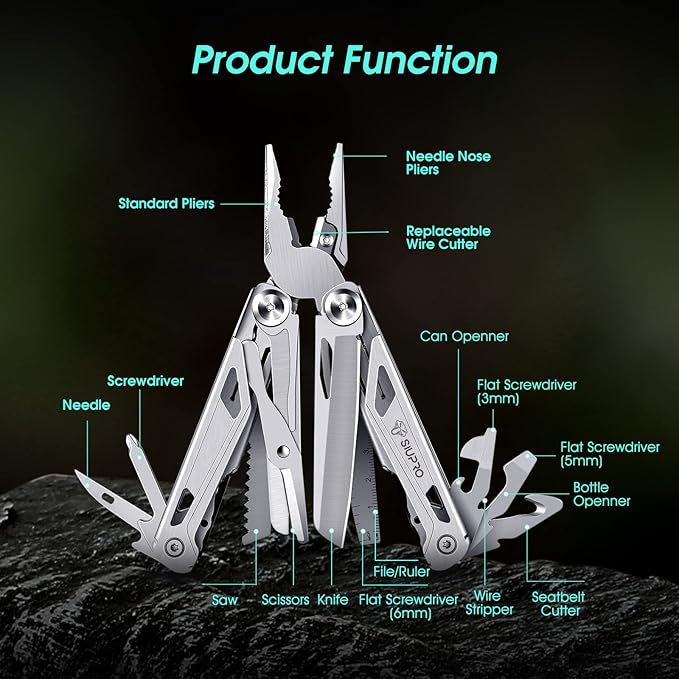 Multitool Pocket Knife for Men, Tactical Multi Tool With Scissors, Saw, Survival Folding Pliers with Replaceable Wire Cutters for Camping, Outdoor, Gifts Ideas, SD-10