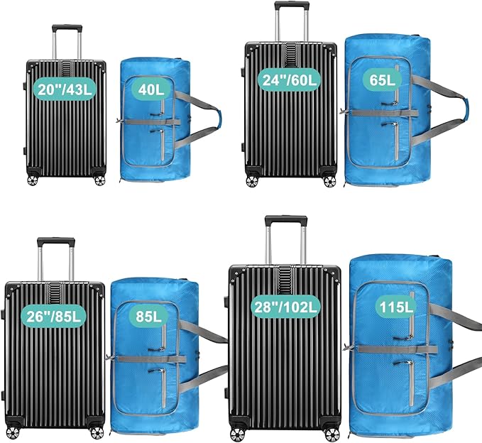 Dimayar Travel Duffle Bag for Men Women - Foldable Duffel Bag with Shoes Compartment - Overnight Bags Waterproof & Tear Resistant(85L,Light Blue)