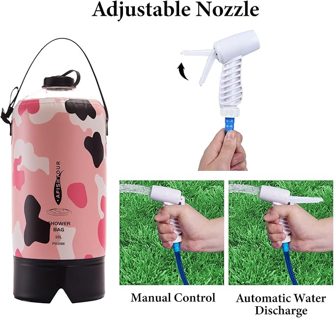 Portable Camping Shower Bag - 10L/2.2 Gallons 20/5 Gallons Solar Shower Water Bag with Foot Pump, Hose and Shower Head - Camp Shower for Camping, Beach, Travel, Outdoor Activities
