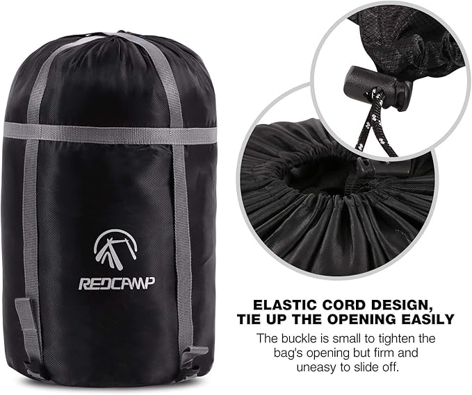 REDCAMP Sleeping Bag Stuff Sack, Black M, L, XL and XXL Compression Sack, Great for Backpacking and Camping