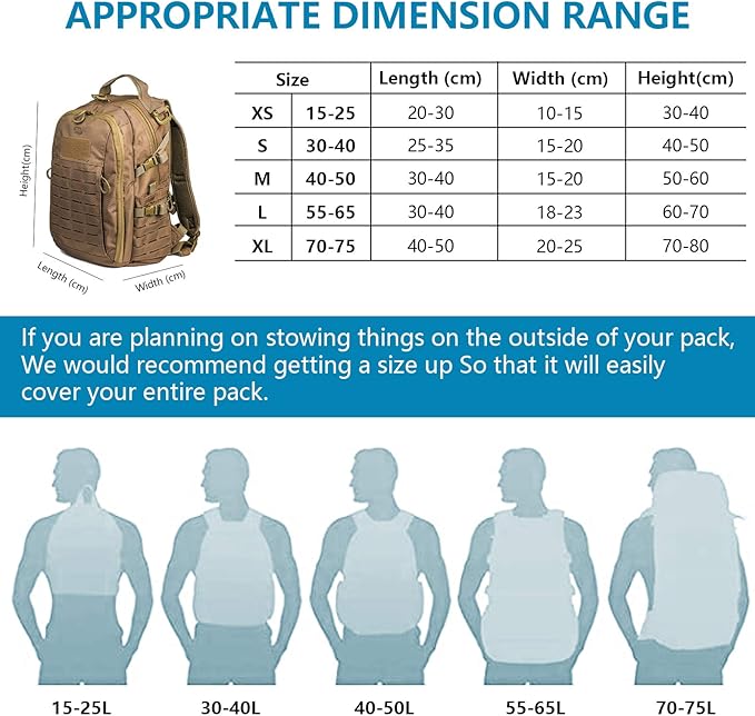 Waterproof Backpack Rain Cover(15-75L),Portable Anti Slip Rain Cover for Backpack,Cross Buckle Straps,Outdoor Anti-tear Backpack Raincover for Camping Hiking Biking Hunting Traveling