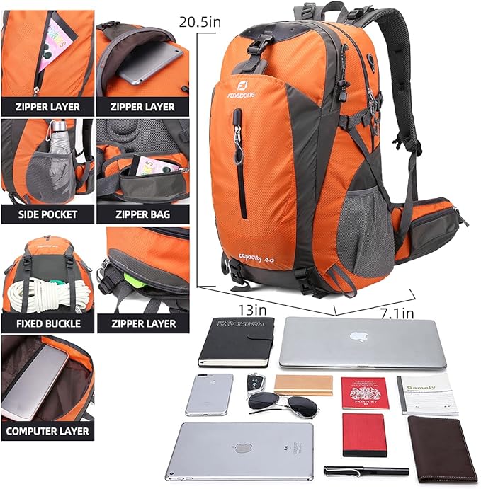 40L Waterproof Lightweight Hiking,Camping,Travel Backpack for Men Women