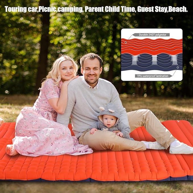 GGOV Camping Sleeping Pad, Extra Thickness 4 Inch Inflatable Sleeping Mat Lightweight Waterproof Camping with Built-in Pump Air Mattress for Backpacking, Hiking, Tent, Traveling