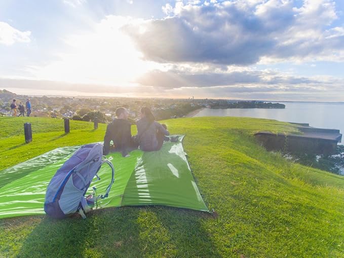 WEKAPO Beach Blanket Sandproof, Extra Large Beach Mat, Big & Compact Sand Free Mat Quick Drying, Lightweight & Durable with 6 Stakes & 4 Corner Pockets