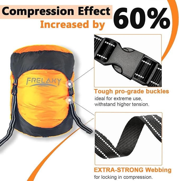 Frelaxy Compression Sack, 40% More Storage! 11L/18L/30L/45L/52L Compression Stuff Sack, Water-Resistant & Ultralight Sleeping Bag Stuff Sack - Space Saving Gear for Camping, Hiking