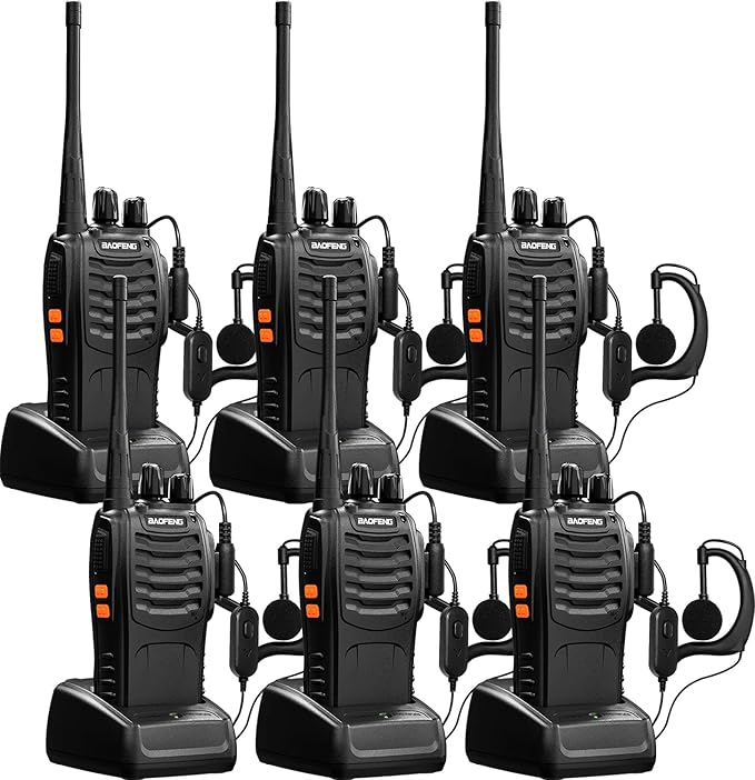 Baofeng Walkie Talkies bf-888s Two-Way Radios Long Range Rechargeable Interphone for Adults Professional Handheld UHF Communicator 6 Pack Walky Talky Set with Earpiece,Li-ion Battery and Charger
