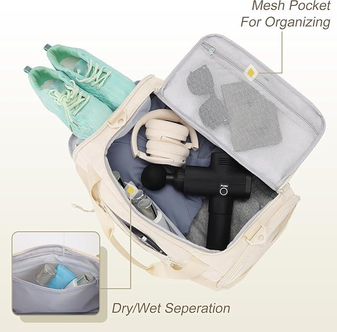 MAXTOP Gym Bag for Women Men Travel Duffle Bag Large Capacity Carry On Weekender Overnight Bag With Shoe Compartment Gym Tote Dry Wet Separation Duffel Bag for Travel