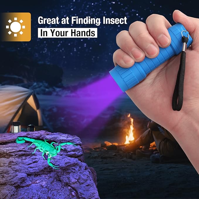 EverBrite Black Light Flashlight, UV Mini Flashlight, 9-Led 395nm Detector for Pet Urine, Stains, Scorpions, 18 AAA Batteries Included
