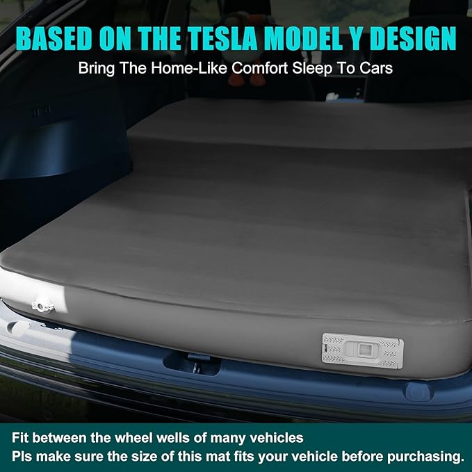 Camping Air Mattress for Tesla Model Y with Built-in Electric Air Pump, 3.93“ Extra Thick Foam Self Inflating Sleeping Pad for Camping, Fast Inflate & Deflate, 9.5 R-Value Car Camping Pads Bed