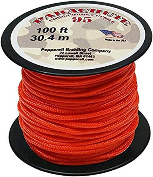 Pepperell 1.9mm Parachute Cord, 100-Feet, Neon Orange