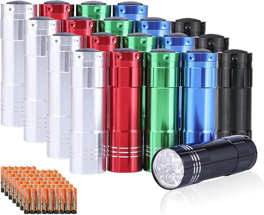 Yicosam 20 Pack LED Mini Flashlights, Super Bright Flashlight with Lanyard 60 AAA Batteries, Torch Light for Kids Night Reading Blackout Camping Hiking BBQ Riding