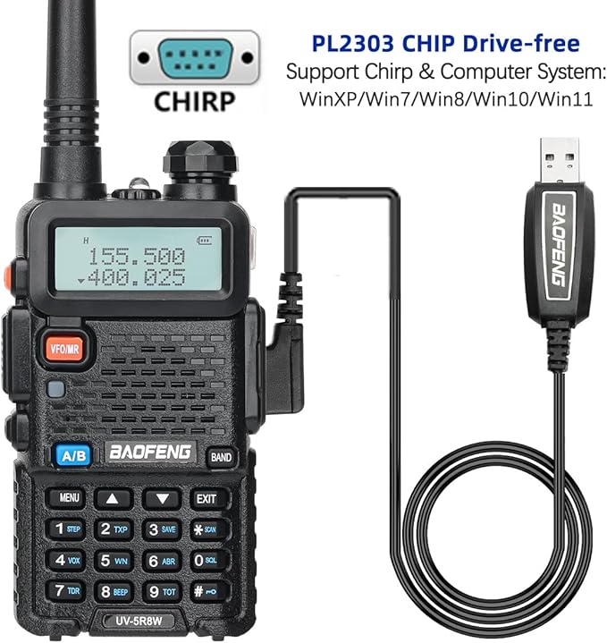 BAOFENG UV-5R 8W Ham Radio Long Range Handheld UV5R Dual Band VHF UHF Baofeng Radio with 3800mAh+1800mAh Battery,Speaker Mic and Programming Cable Walkie Talkies Full Kit